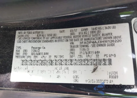 2017 Ford Fiesta S z USA, uszkodzony, nr VIN 3FADP4AJ3HM126220